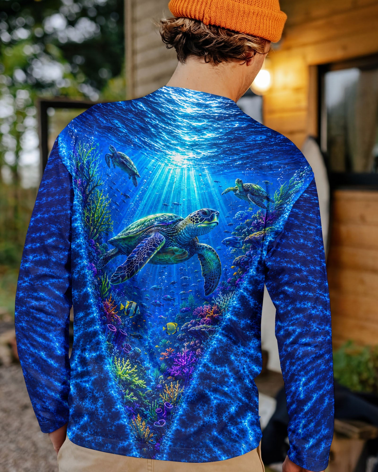 UNDERSEA TURTLE V BLUE PATTERN ALL OVER PRINT  - TLHN0206263
