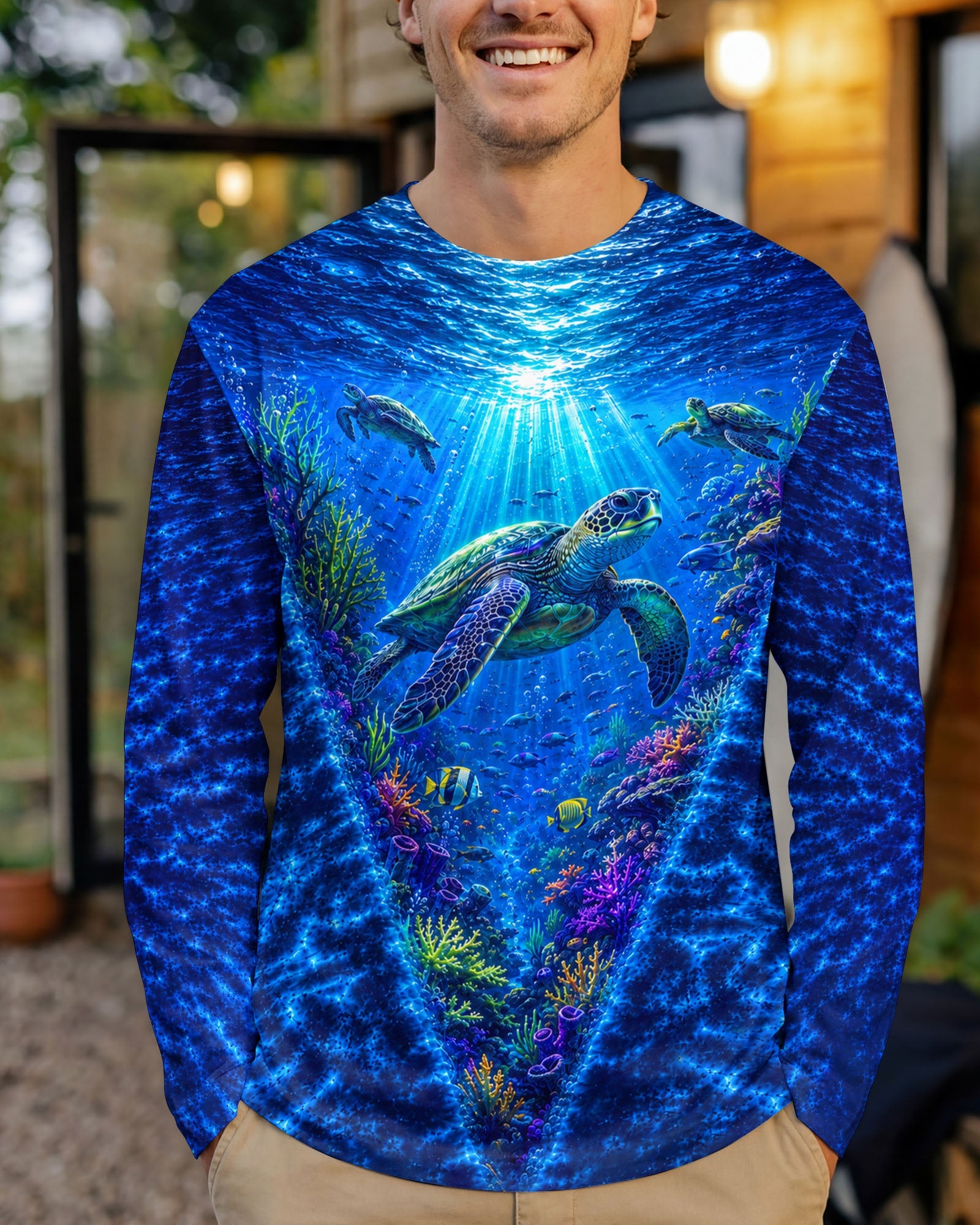 UNDERSEA TURTLE V BLUE PATTERN ALL OVER PRINT  - TLHN0206263