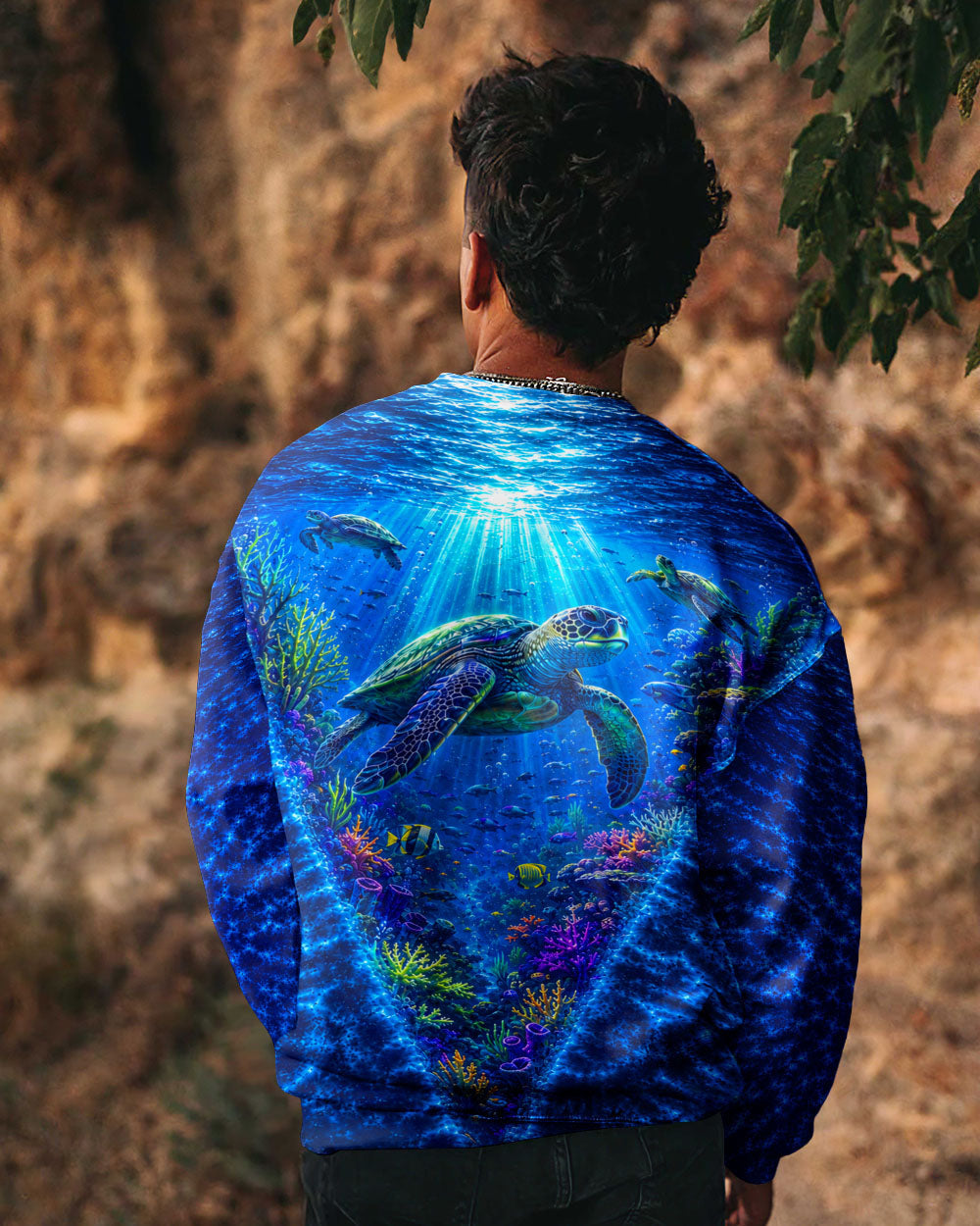 UNDERSEA TURTLE V BLUE PATTERN ALL OVER PRINT  - TLHN0206263