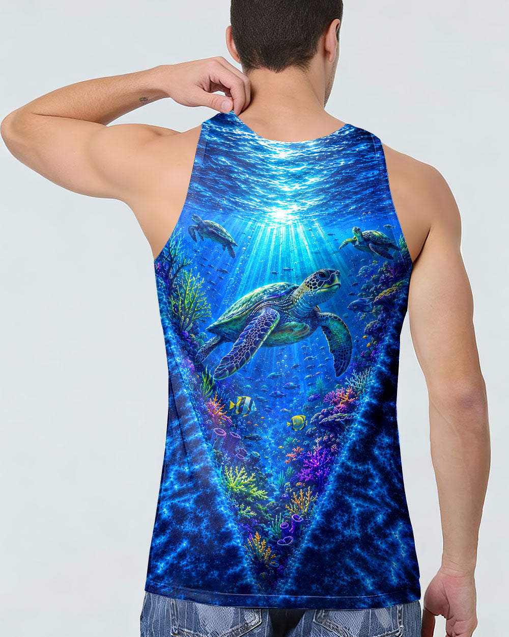 UNDERSEA TURTLE V BLUE PATTERN ALL OVER PRINT  - TLHN0206263