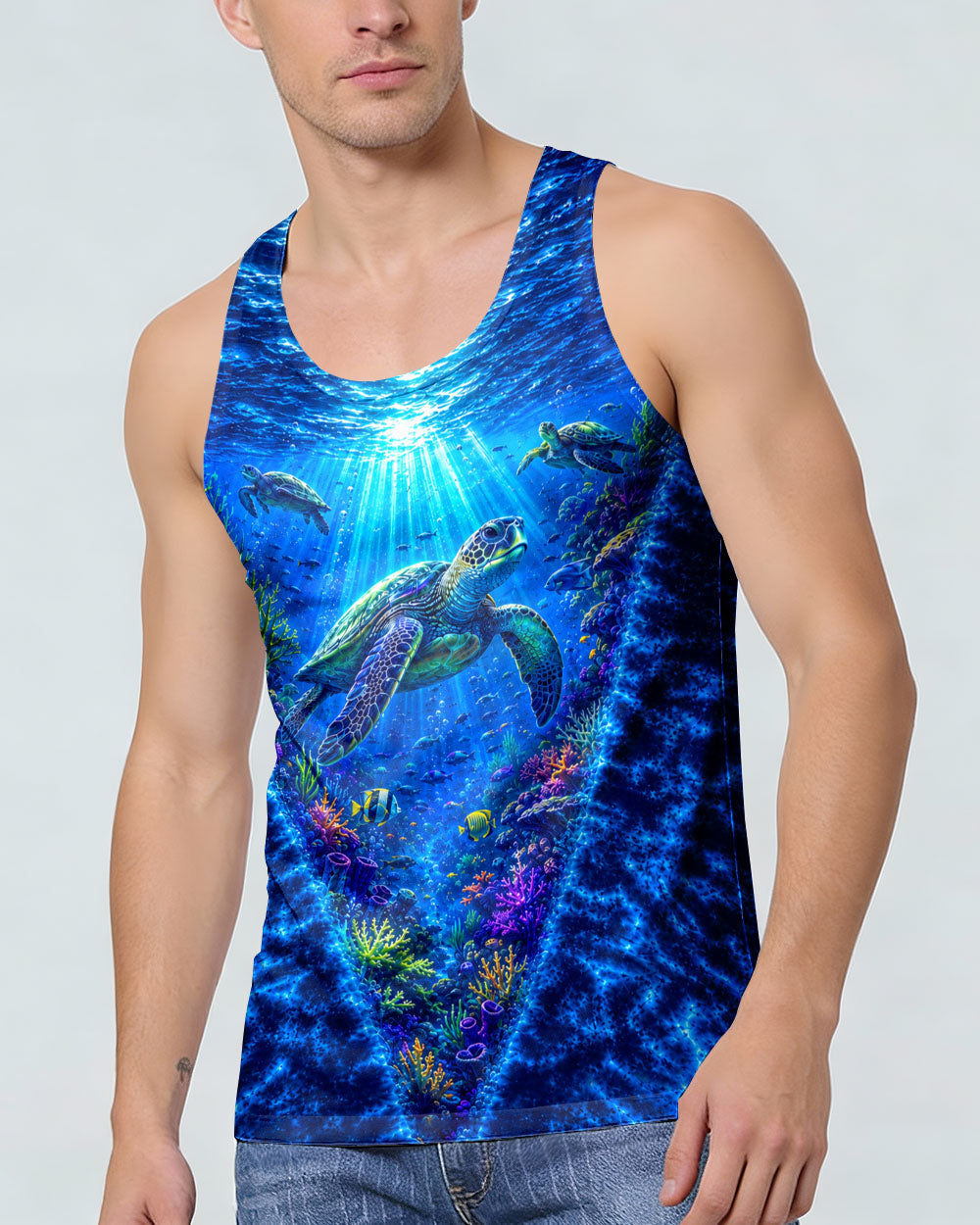 UNDERSEA TURTLE V BLUE PATTERN ALL OVER PRINT  - TLHN0206263