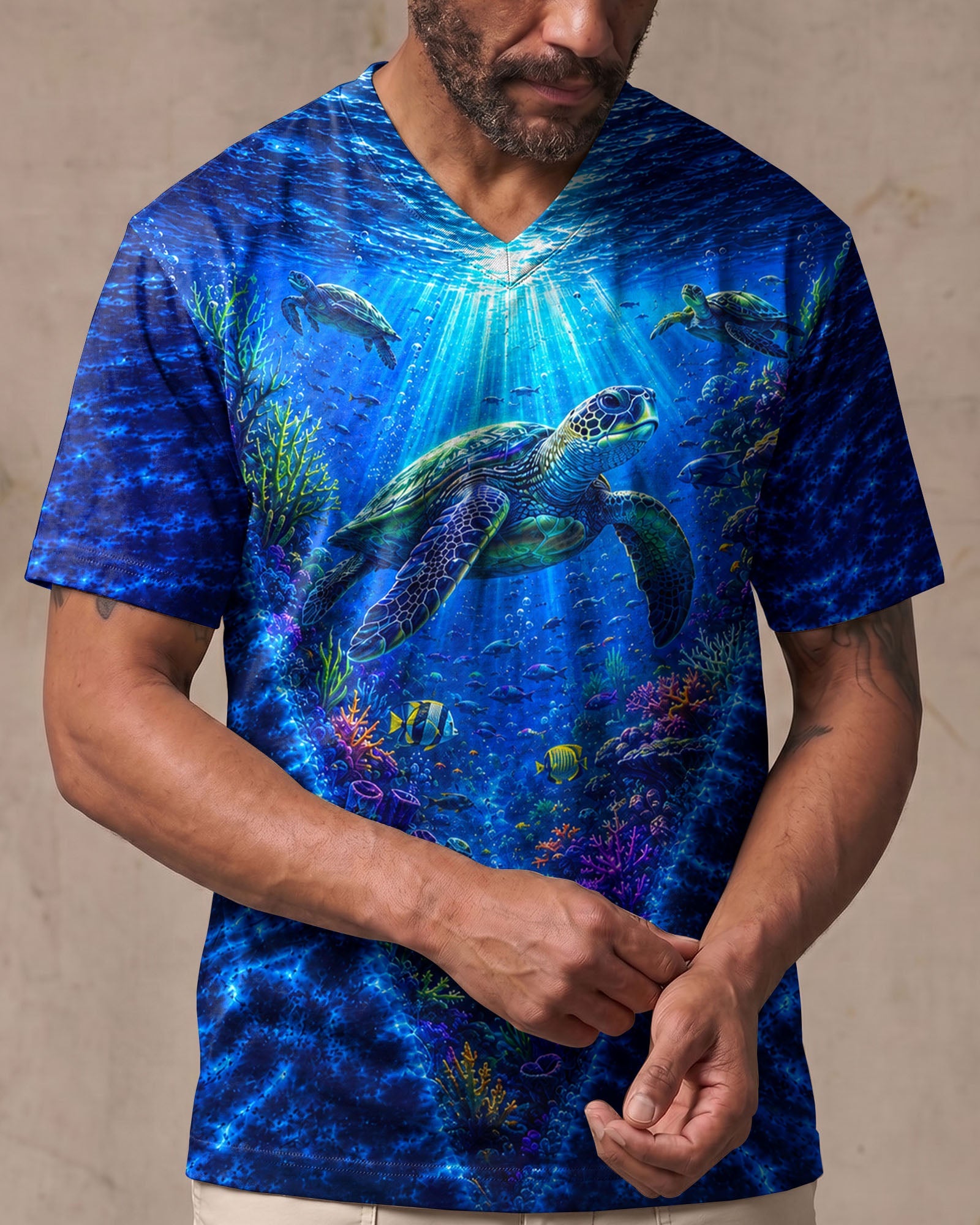 UNDERSEA TURTLE V BLUE PATTERN ALL OVER PRINT  - TLHN0206263