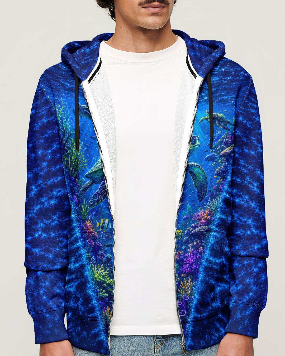 UNDERSEA TURTLE V BLUE PATTERN ALL OVER PRINT  - TLHN0206263