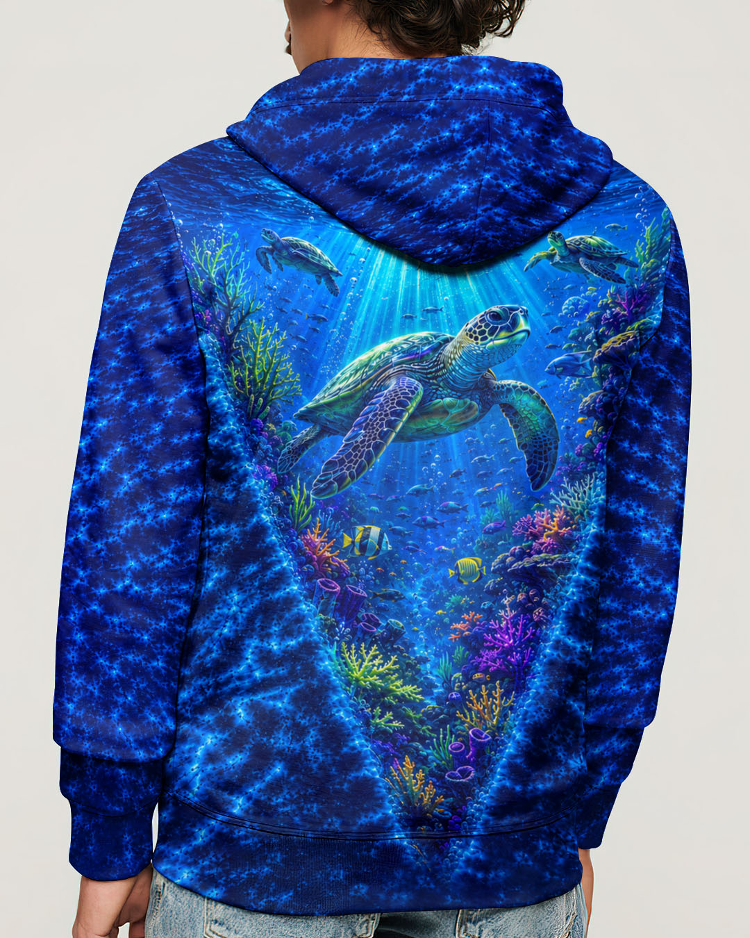 UNDERSEA TURTLE V BLUE PATTERN ALL OVER PRINT  - TLHN0206263