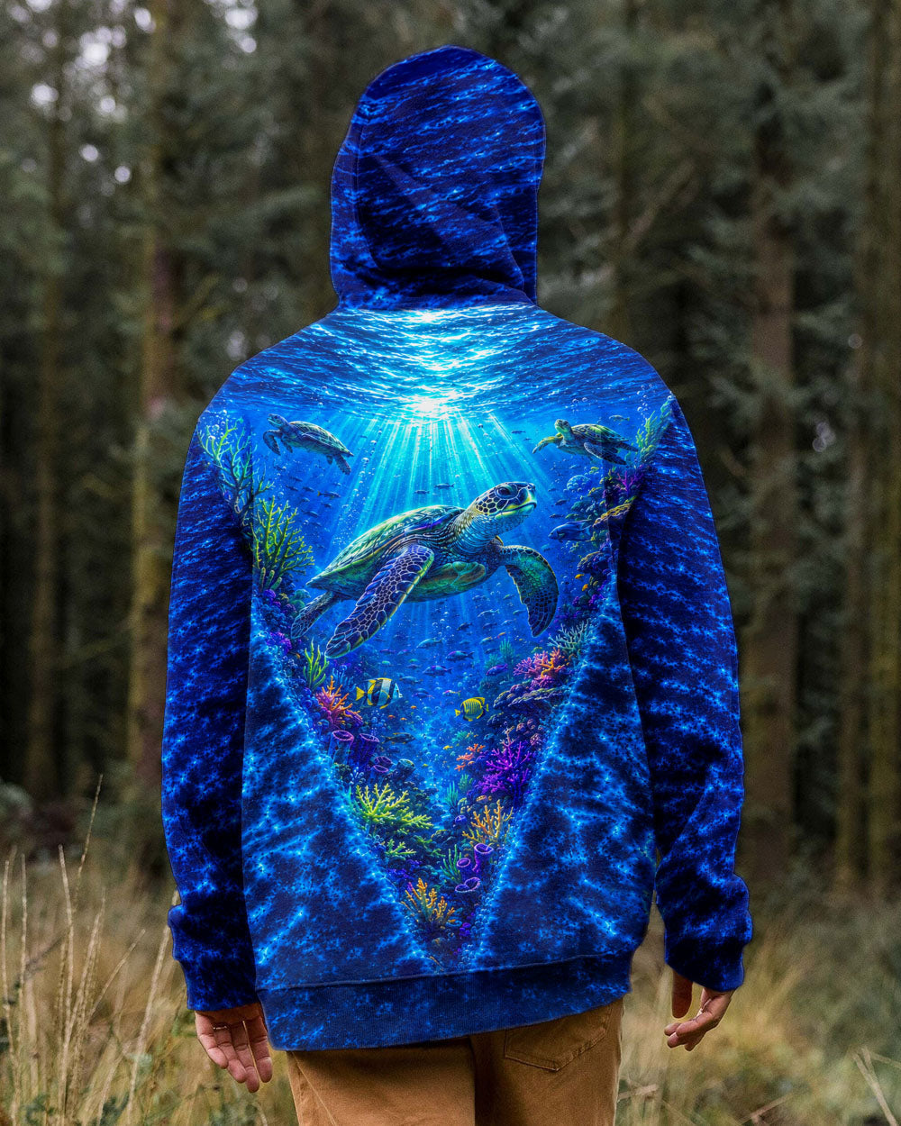 UNDERSEA TURTLE V BLUE PATTERN ALL OVER PRINT  - TLHN0206263