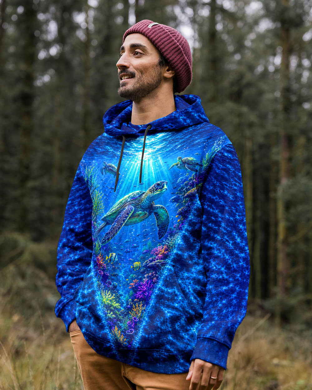 UNDERSEA TURTLE V BLUE PATTERN ALL OVER PRINT  - TLHN0206263