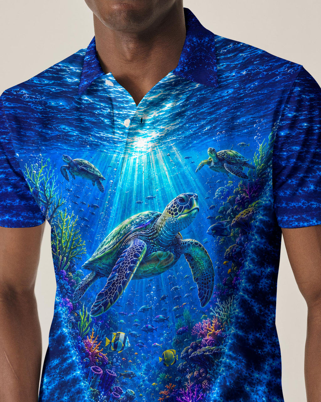 UNDERSEA TURTLE V BLUE PATTERN ALL OVER PRINT  - TLHN0206263