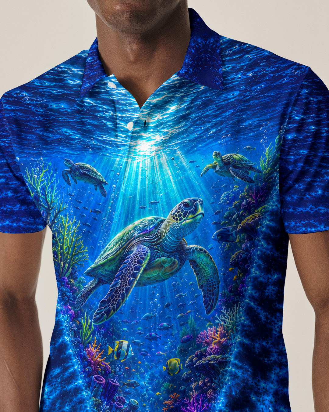 UNDERSEA TURTLE V BLUE PATTERN ALL OVER PRINT  - TLHN0206263