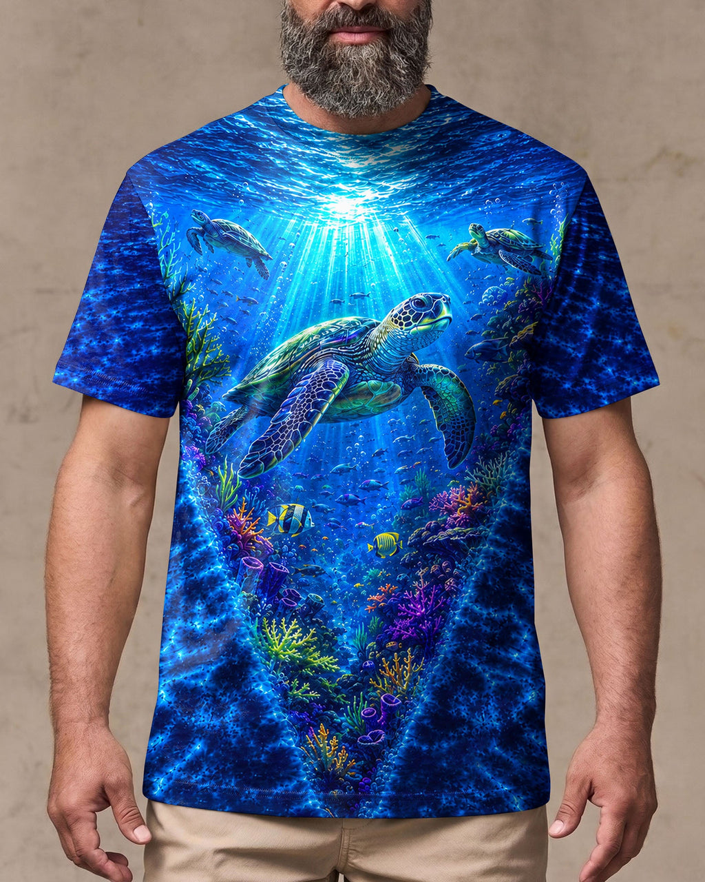 UNDERSEA TURTLE V BLUE PATTERN ALL OVER PRINT  - TLHN0206263