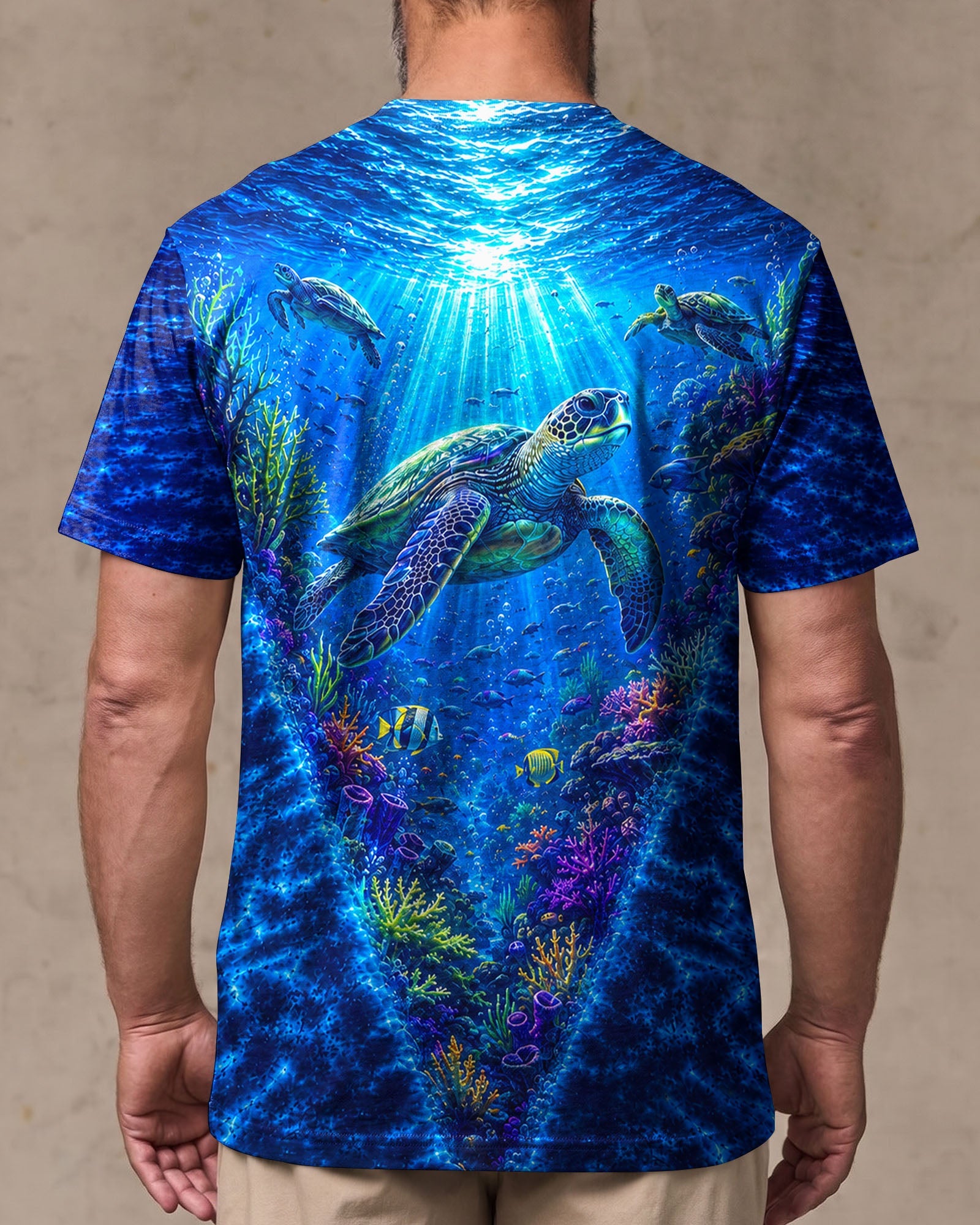 UNDERSEA TURTLE V BLUE PATTERN ALL OVER PRINT  - TLHN0206263
