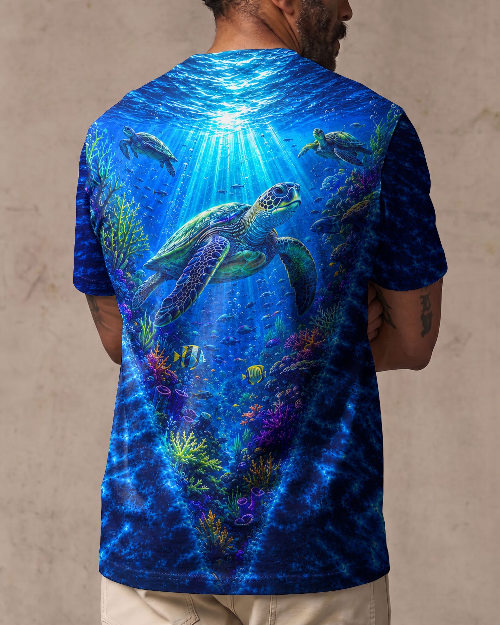 UNDERSEA TURTLE V BLUE PATTERN ALL OVER PRINT  - TLHN0206263