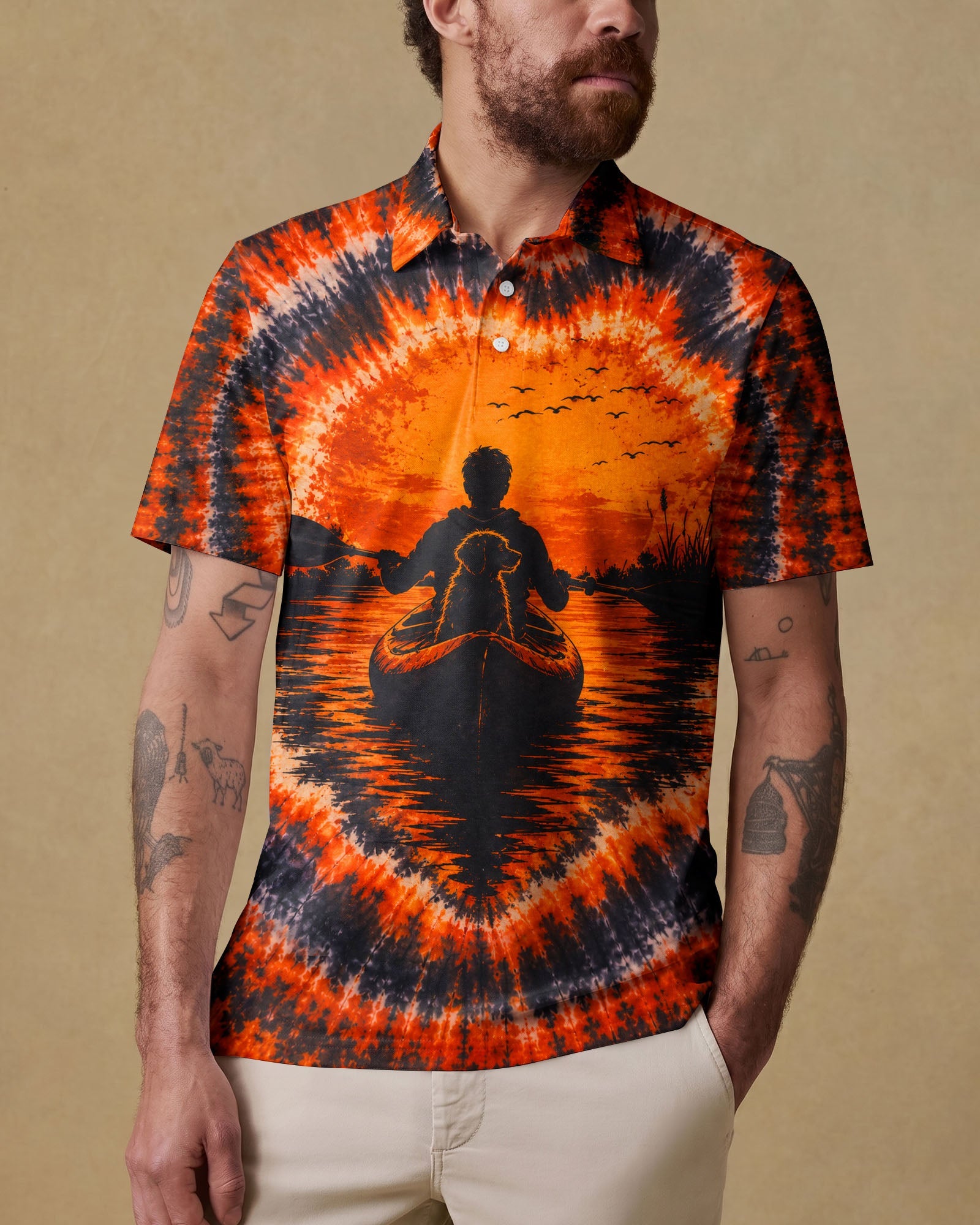 KAYAK INTO THE SUNSET WITH DOG  SWIRL ALL OVER PRINT  - TLHN0207262