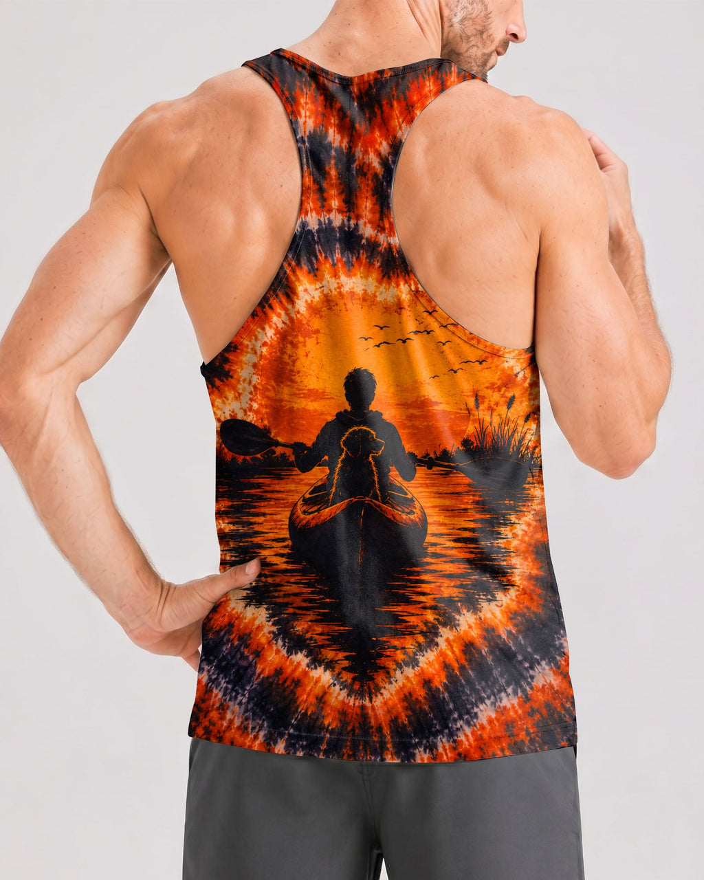 KAYAK INTO THE SUNSET WITH DOG  SWIRL ALL OVER PRINT  - TLHN0207262