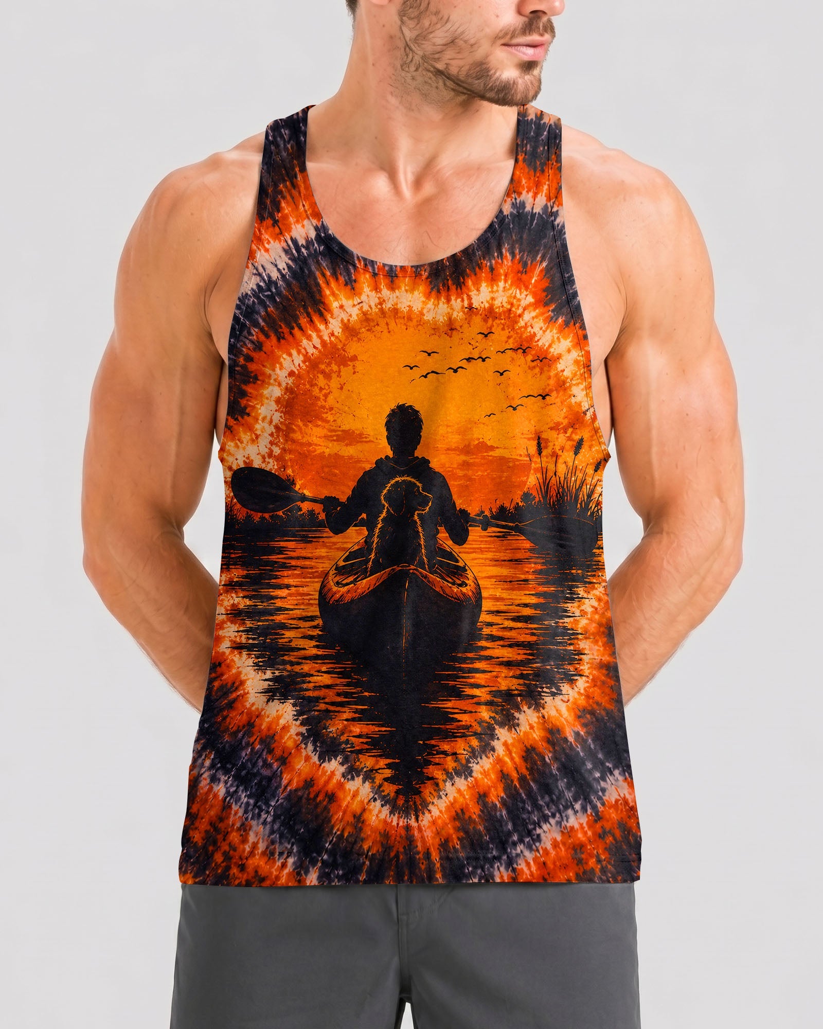 KAYAK INTO THE SUNSET WITH DOG  SWIRL ALL OVER PRINT  - TLHN0207262