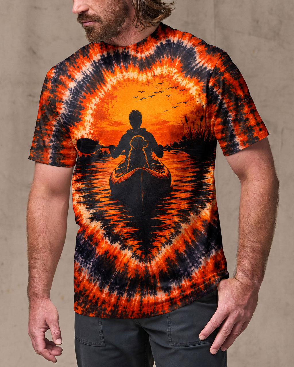 KAYAK INTO THE SUNSET WITH DOG  SWIRL ALL OVER PRINT  - TLHN0207262