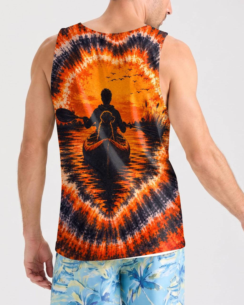 KAYAK INTO THE SUNSET WITH DOG  SWIRL ALL OVER PRINT  - TLHN0207262
