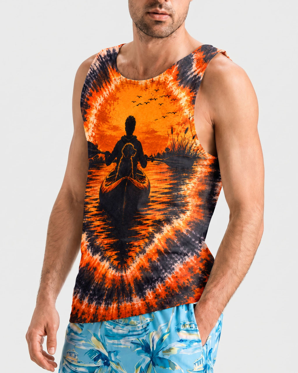 KAYAK INTO THE SUNSET WITH DOG  SWIRL ALL OVER PRINT  - TLHN0207262