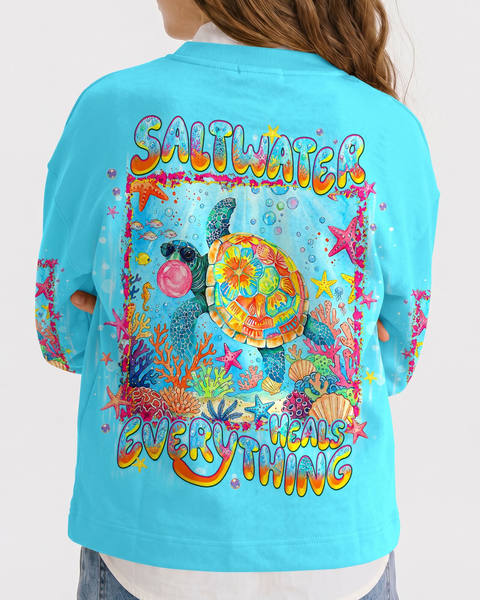 SALTWATER HEALS EVERYTHING TURTLE KIDS ALL OVER PRINT   - TLNT0806261