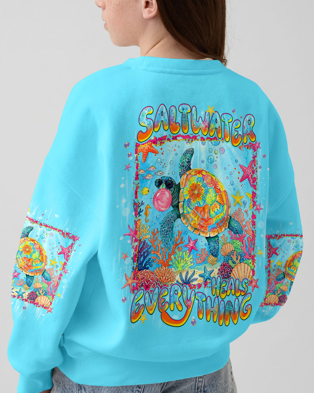 SALTWATER HEALS EVERYTHING TURTLE KIDS ALL OVER PRINT   - TLNT0806261