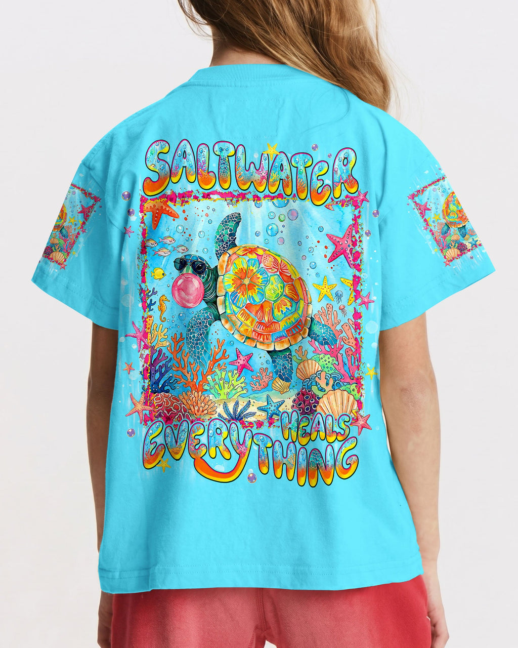 SALTWATER HEALS EVERYTHING TURTLE KIDS ALL OVER PRINT   - TLNT0806261