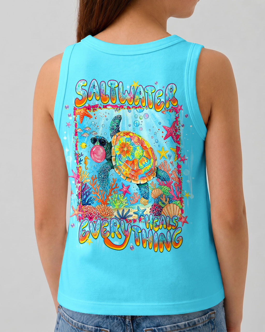 SALTWATER HEALS EVERYTHING TURTLE KIDS ALL OVER PRINT   - TLNT0806261