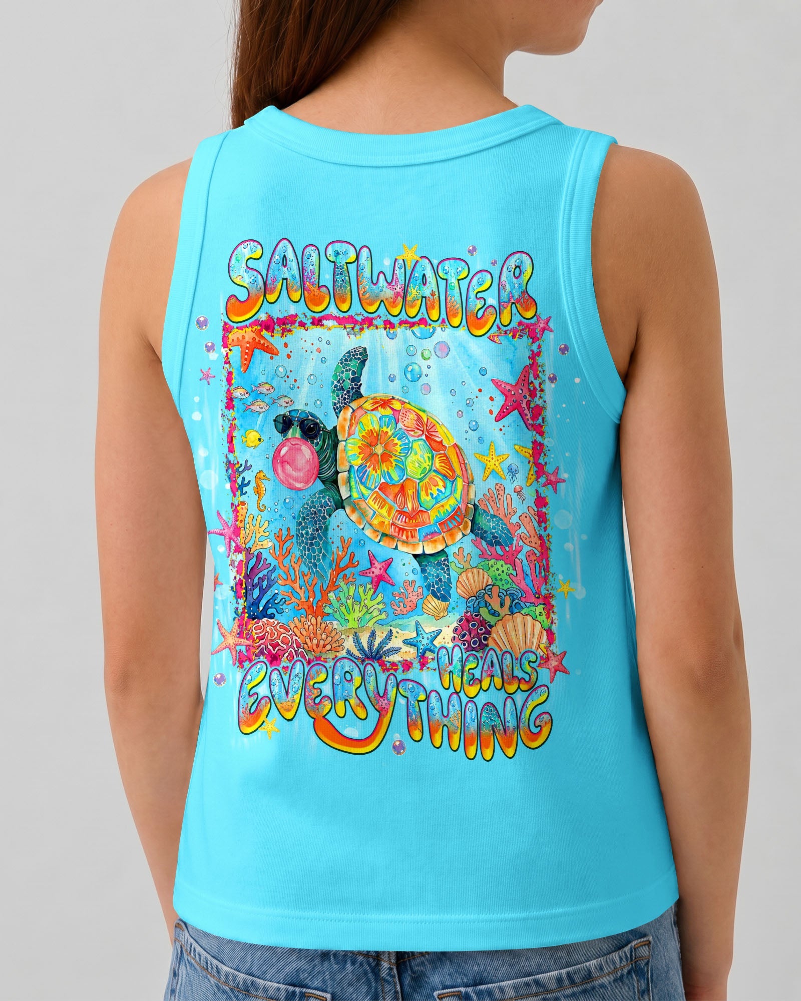 SALTWATER HEALS EVERYTHING TURTLE KIDS ALL OVER PRINT   - TLNT0806261