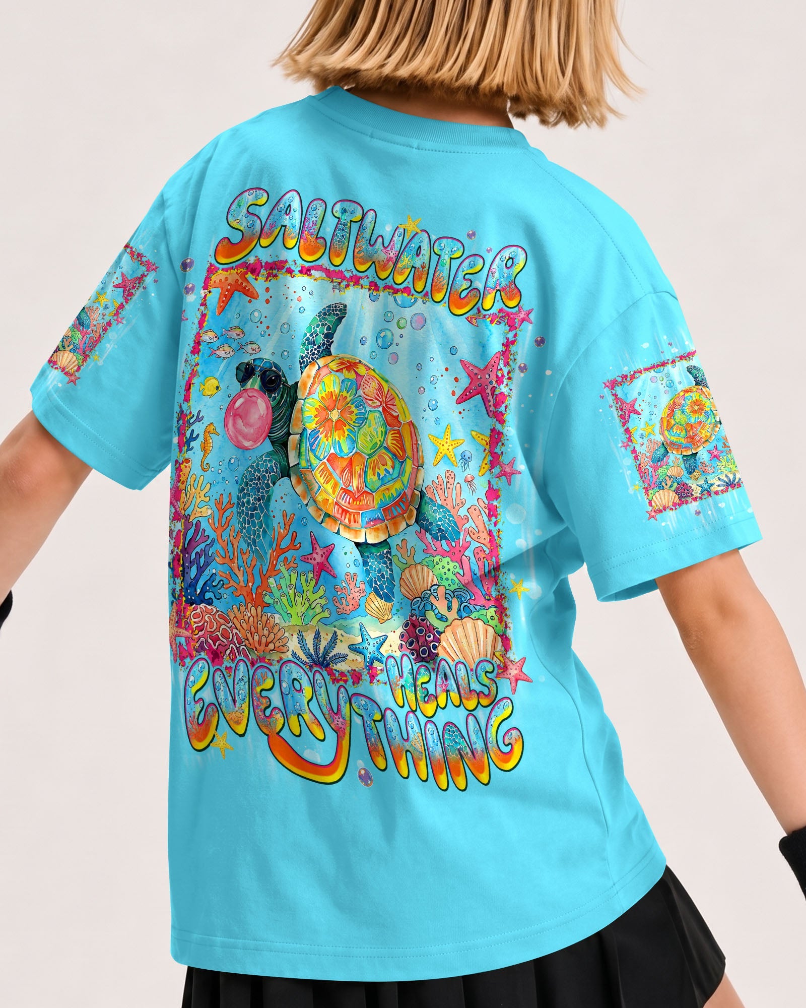 SALTWATER HEALS EVERYTHING TURTLE KIDS ALL OVER PRINT   - TLNT0806261