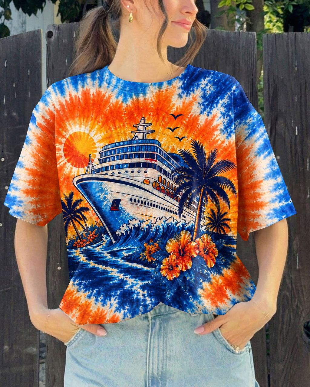 TROPICAL CRUISE SUNSET BURST ALL OVER PRINT  - TLHN0607261