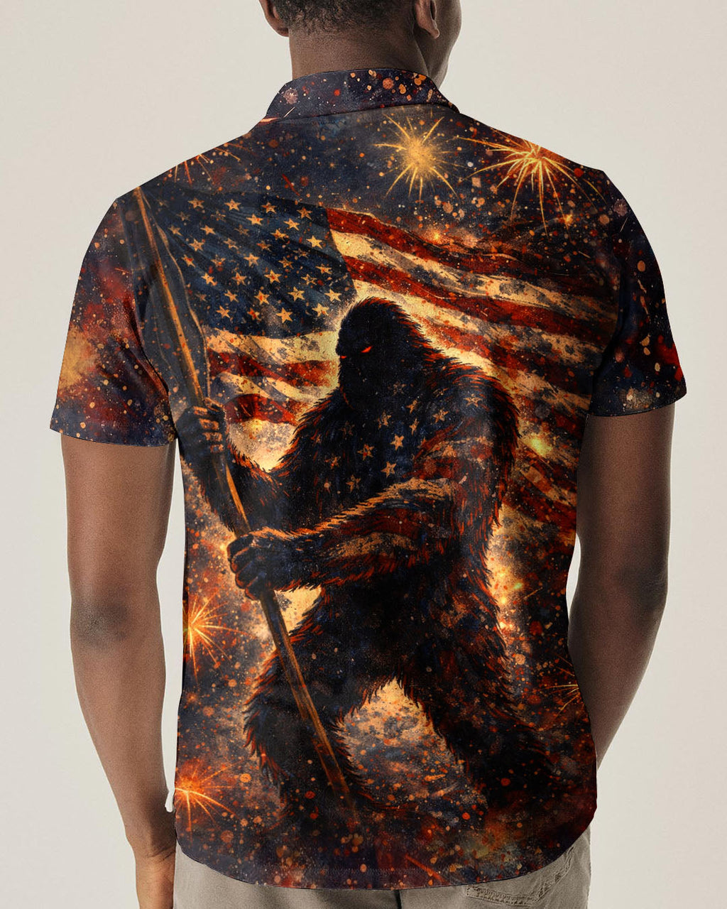 BIGFOOT STARS AND STRIPES GRUNGE ART ALL OVER PRINT - TLHN0704263