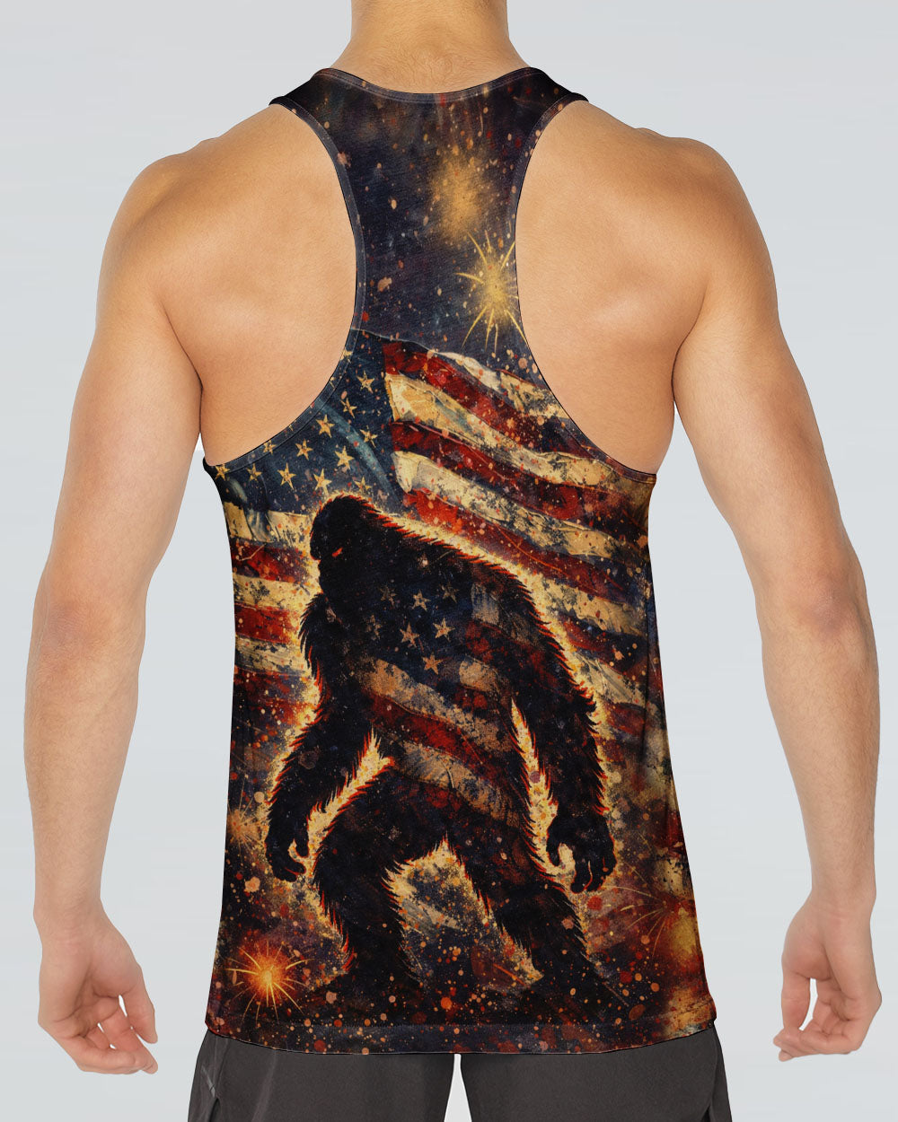 BIGFOOT STARS AND STRIPES GRUNGE ART ALL OVER PRINT - TLHN0704263