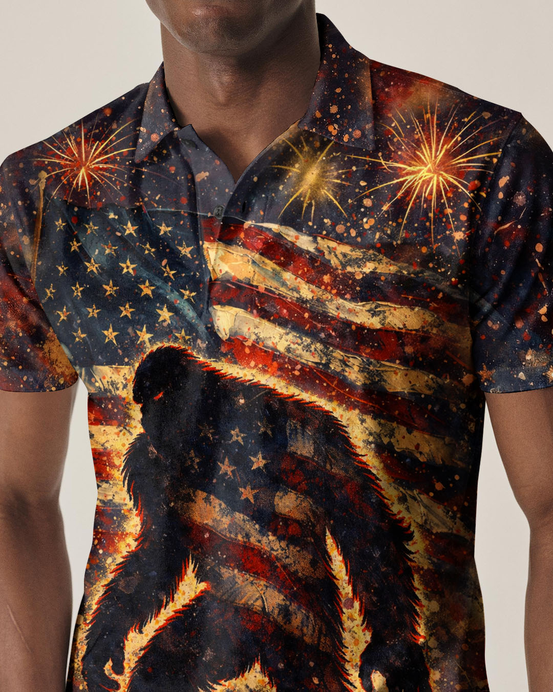 BIGFOOT STARS AND STRIPES GRUNGE ART ALL OVER PRINT - TLHN0704263