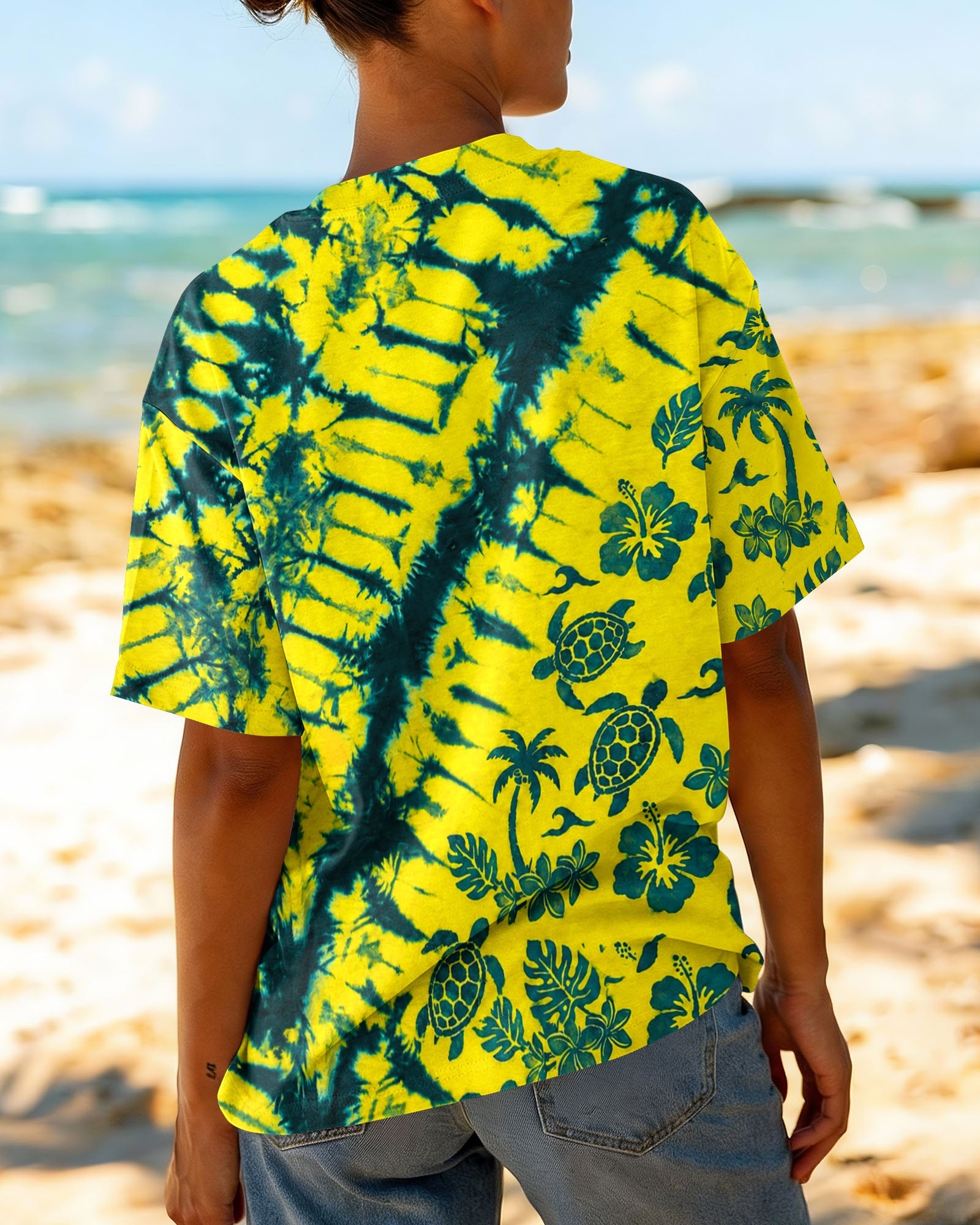 VIBRANT TROPICAL TURTLE BURST ALL OVER PRINT  - TLHN0707261