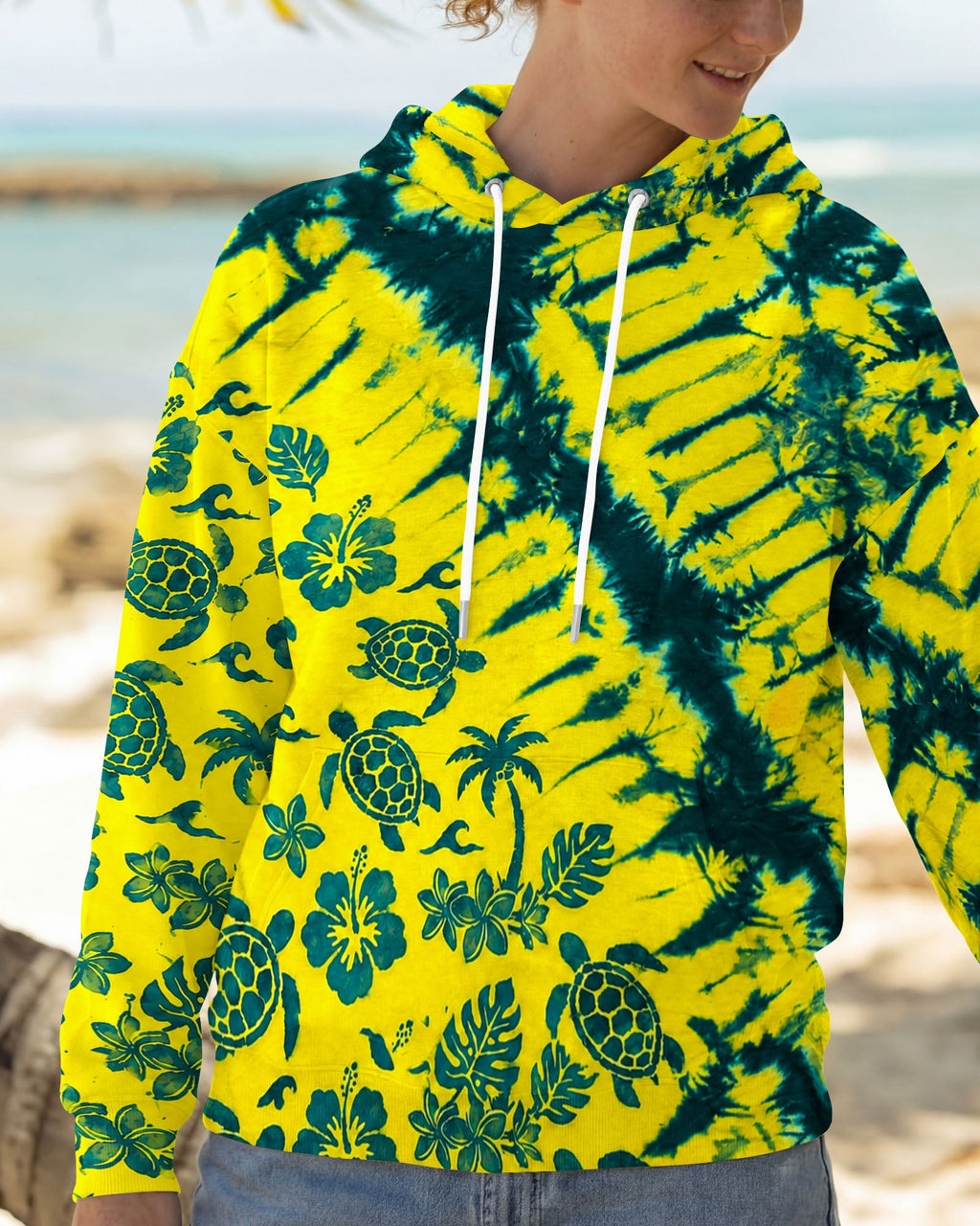 VIBRANT TROPICAL TURTLE BURST ALL OVER PRINT  - TLHN0707261