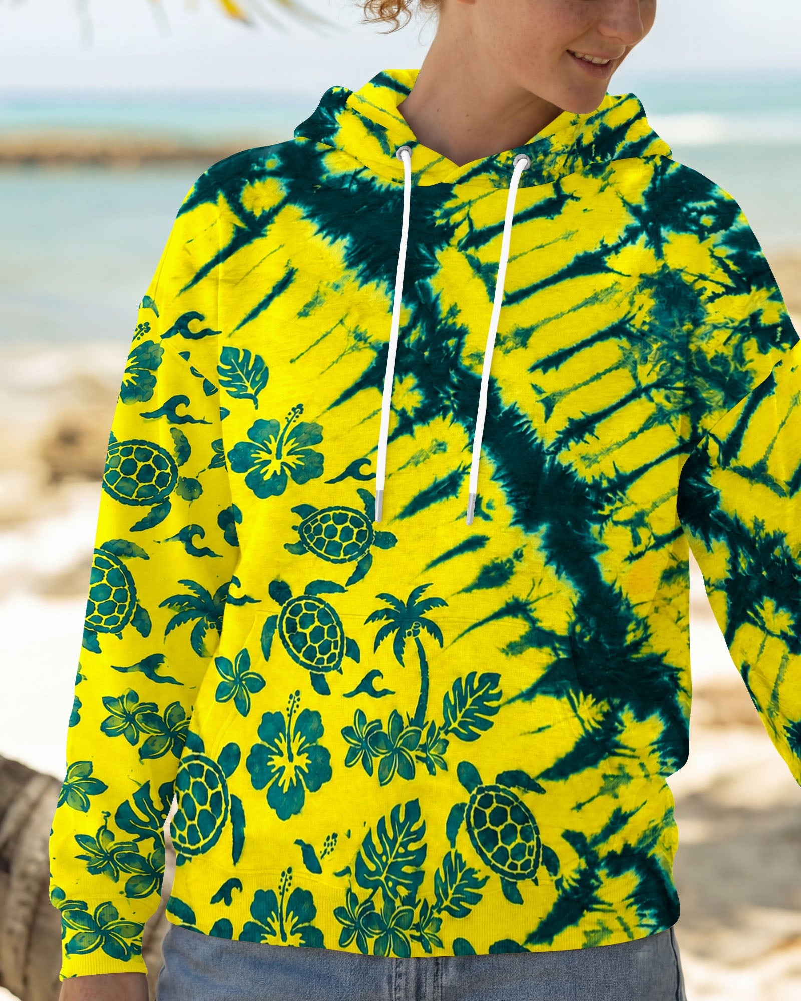 VIBRANT TROPICAL TURTLE BURST ALL OVER PRINT  - TLHN0707261