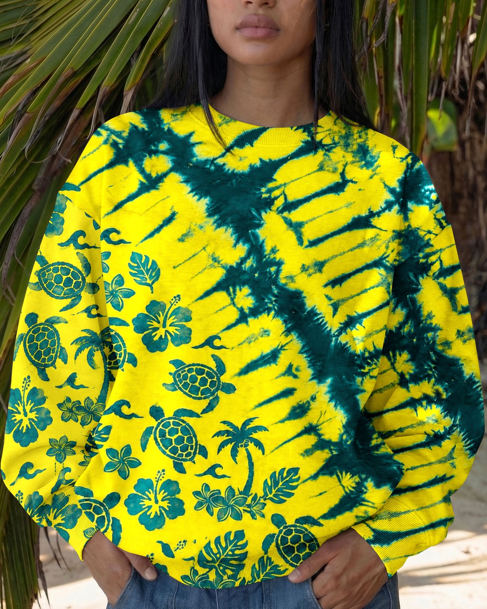 VIBRANT TROPICAL TURTLE BURST ALL OVER PRINT  - TLHN0707261