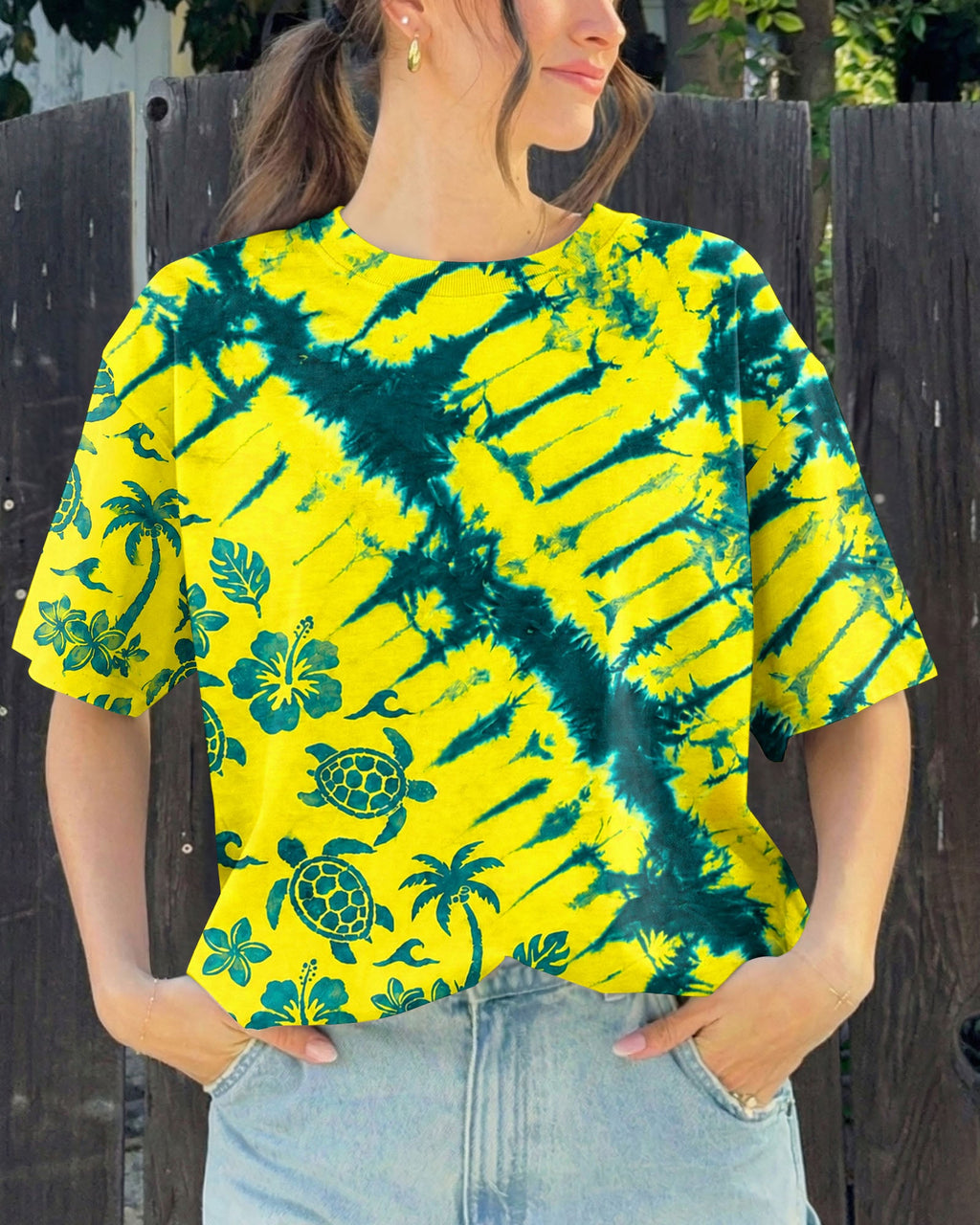 VIBRANT TROPICAL TURTLE BURST ALL OVER PRINT  - TLHN0707261