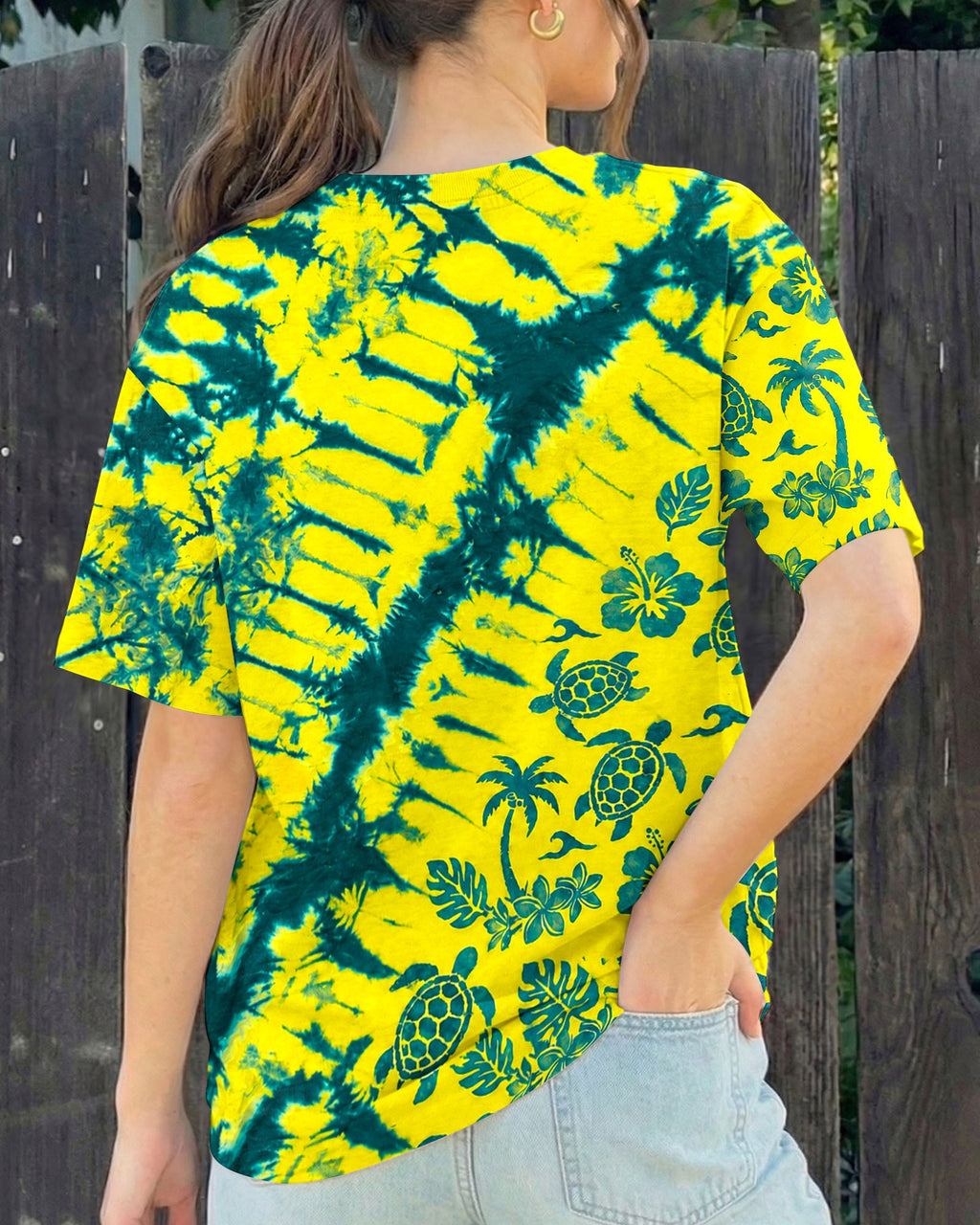 VIBRANT TROPICAL TURTLE BURST ALL OVER PRINT  - TLHN0707261