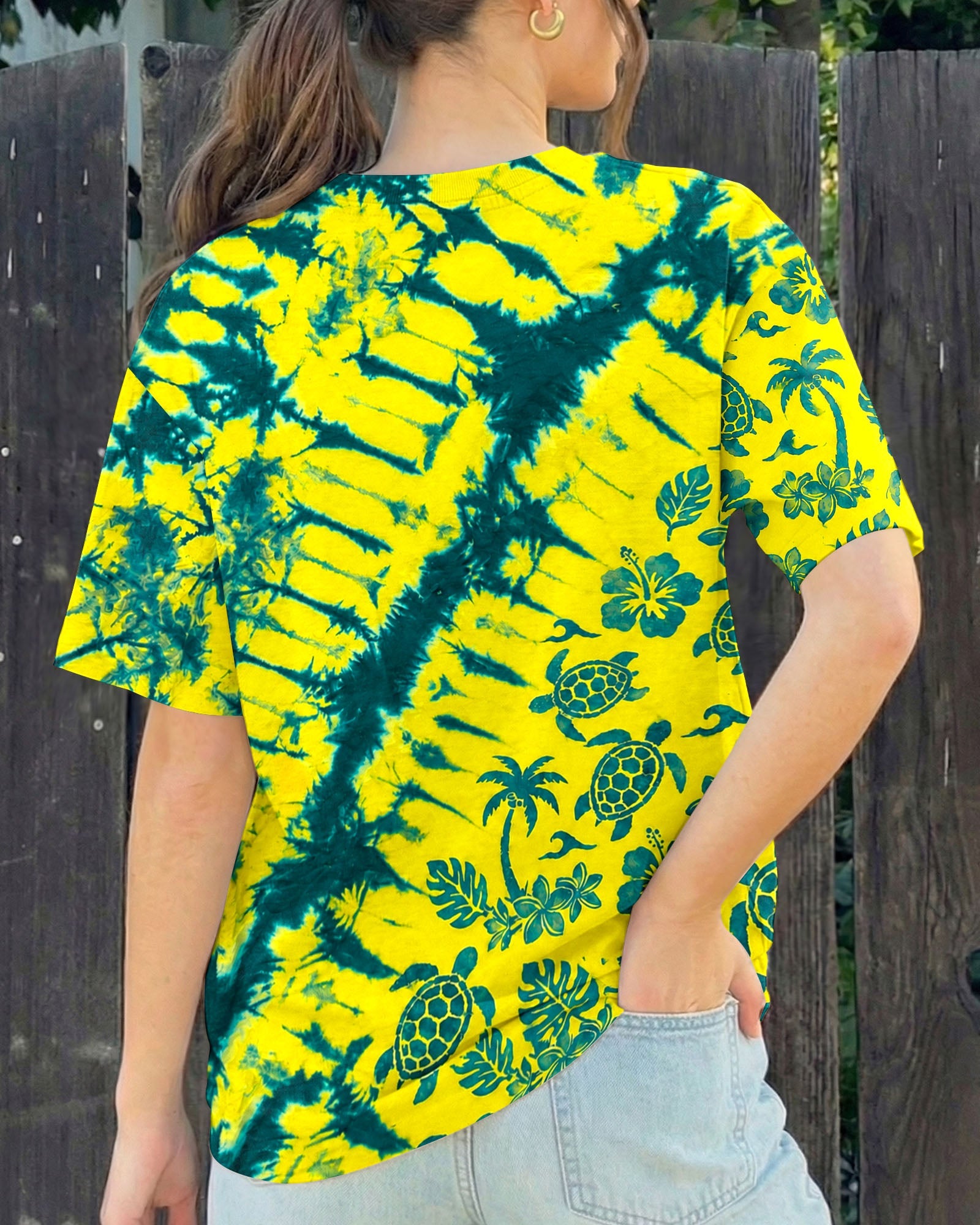 VIBRANT TROPICAL TURTLE BURST ALL OVER PRINT  - TLHN0707261