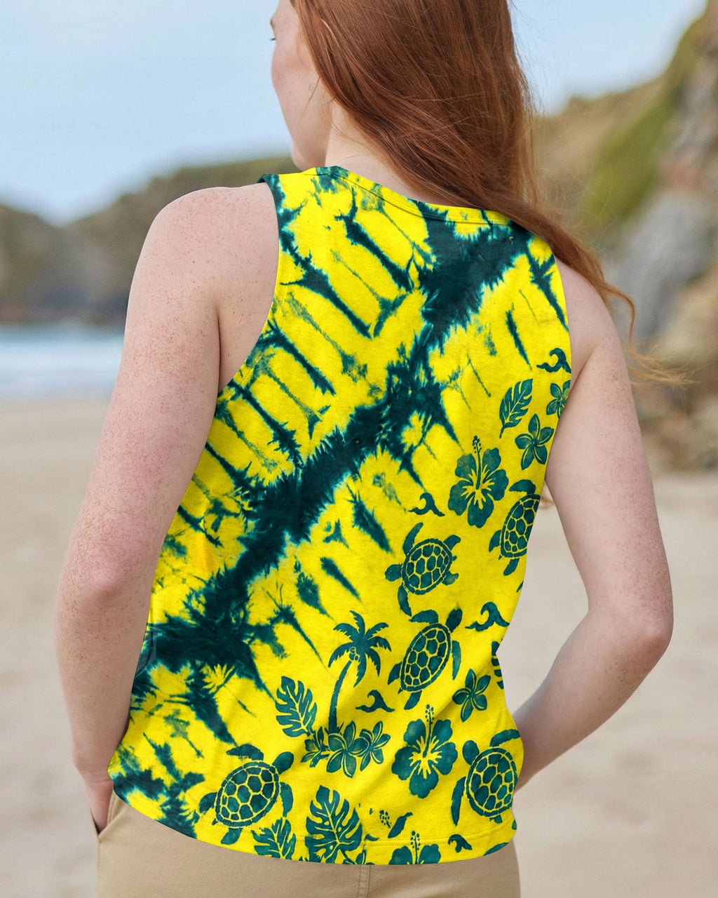 VIBRANT TROPICAL TURTLE BURST ALL OVER PRINT  - TLHN0707261