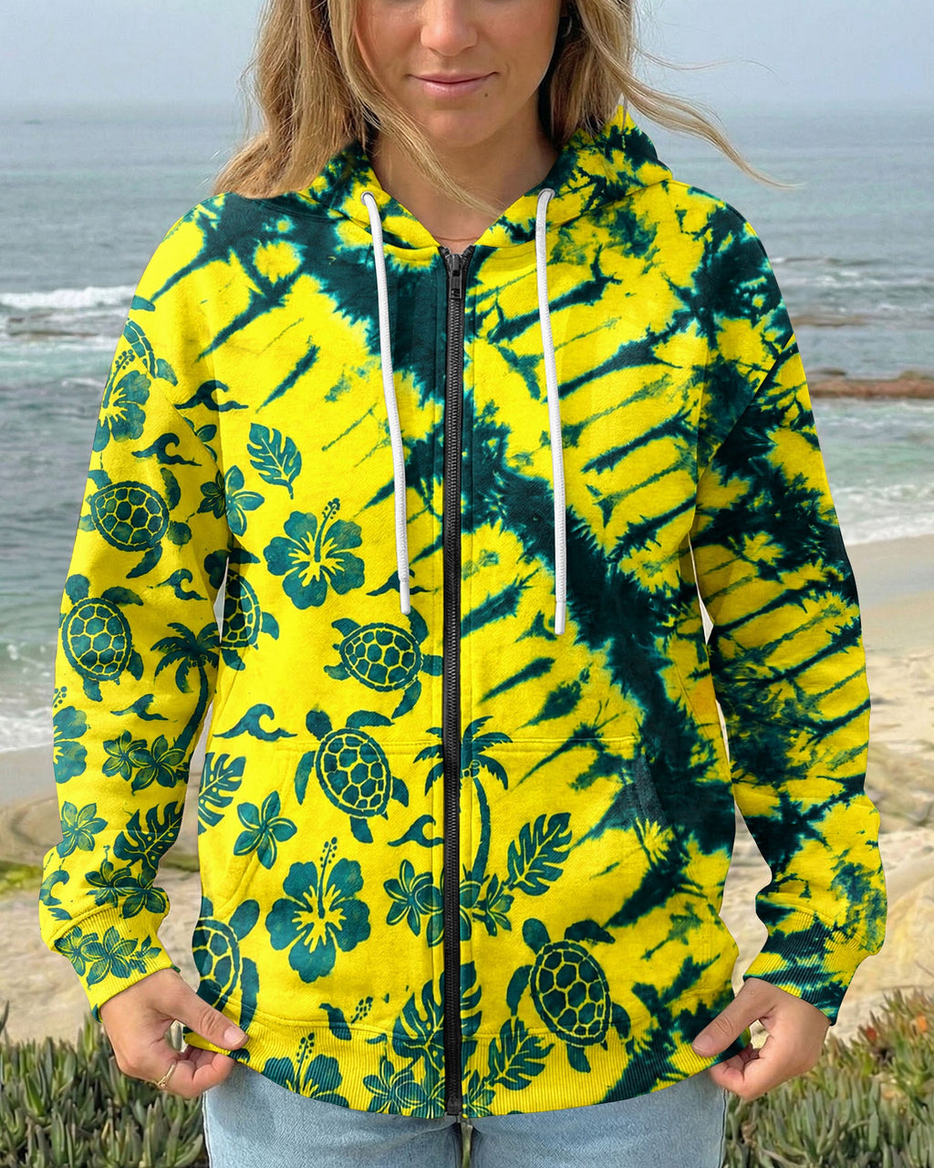 VIBRANT TROPICAL TURTLE BURST ALL OVER PRINT  - TLHN0707261