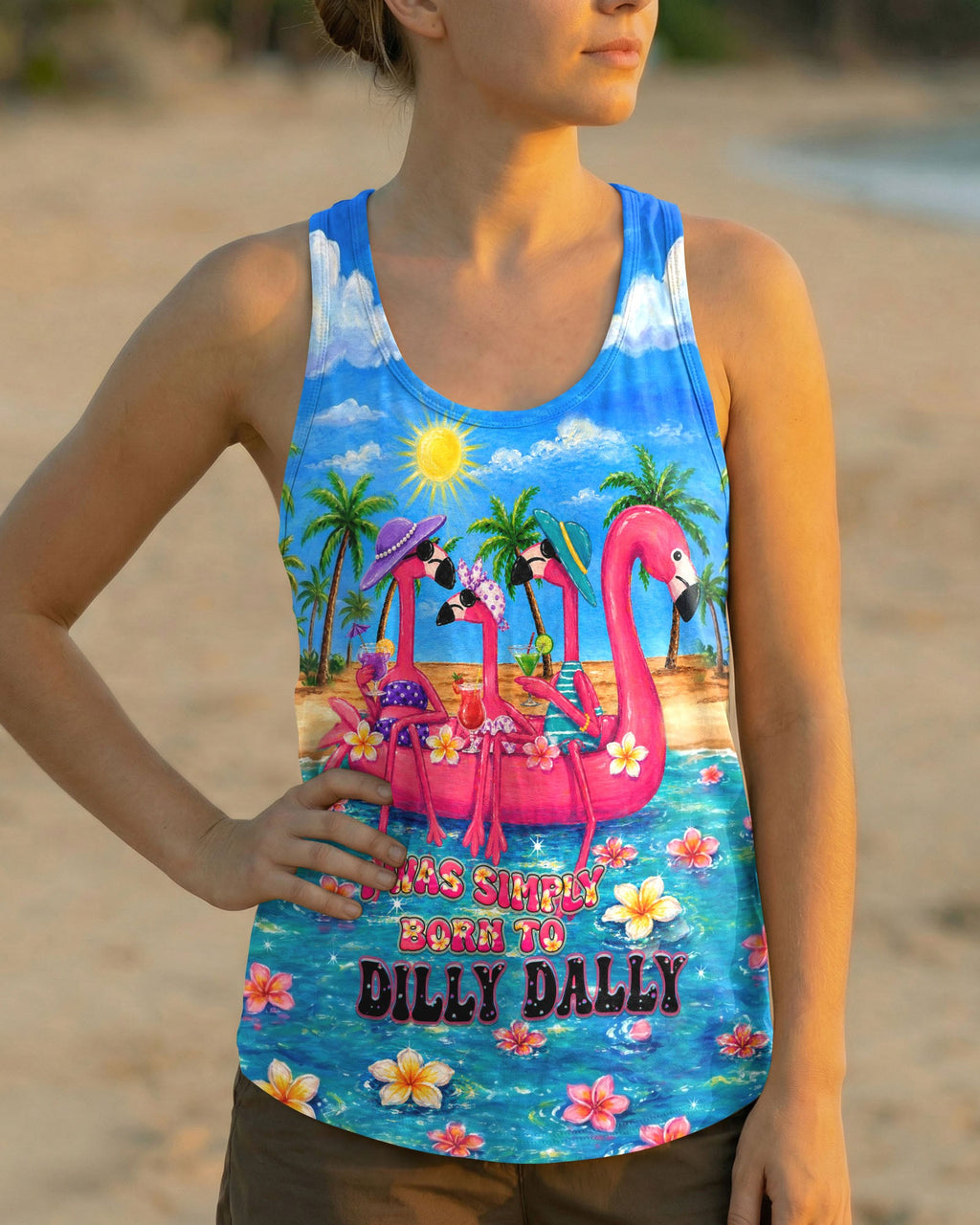 I WAS SIMPLY BORN TO DILLY DALLY FLAMINGO  ALL OVER PRINT - TLHN0805262