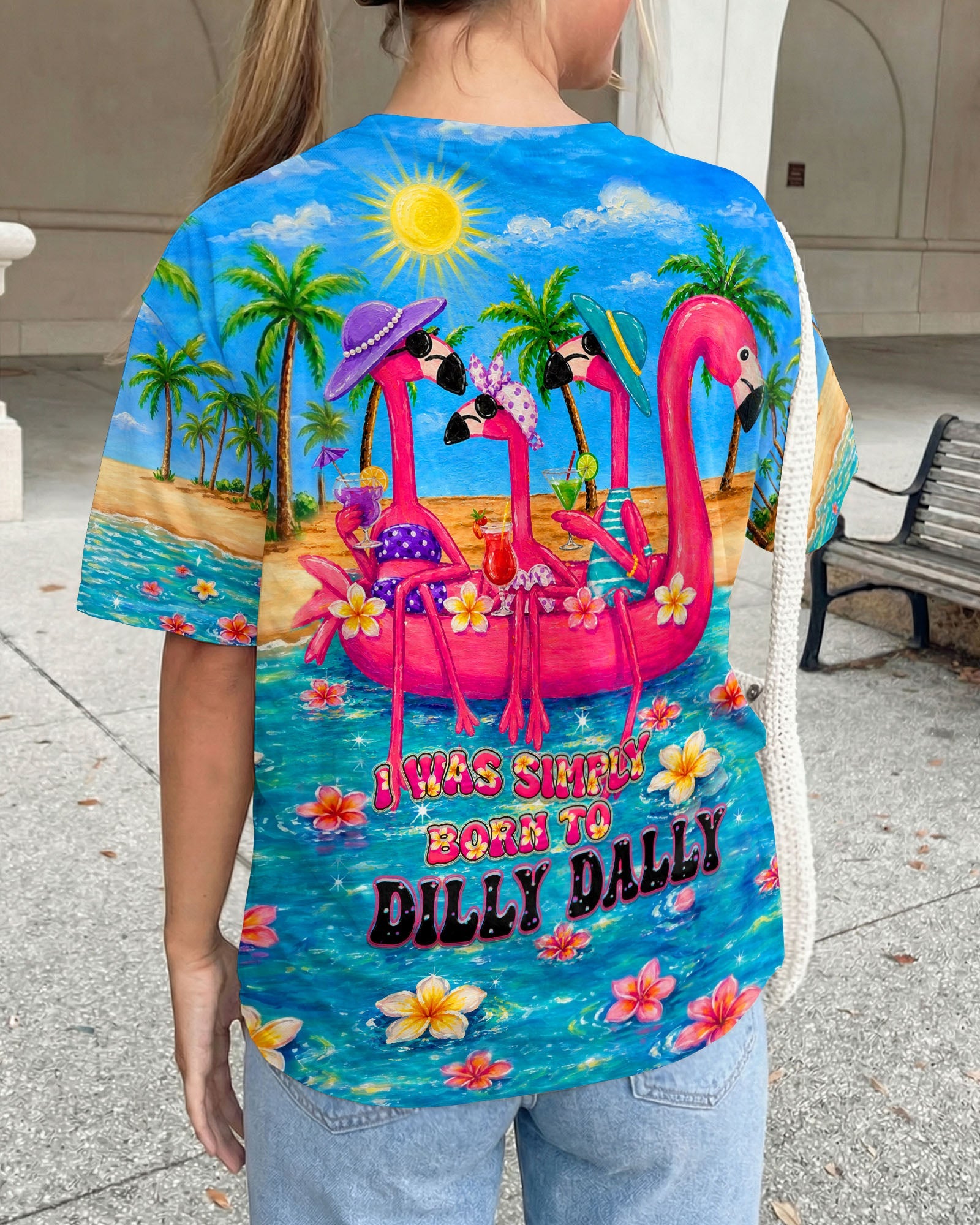 I WAS SIMPLY BORN TO DILLY DALLY FLAMINGO  ALL OVER PRINT - TLHN0805262