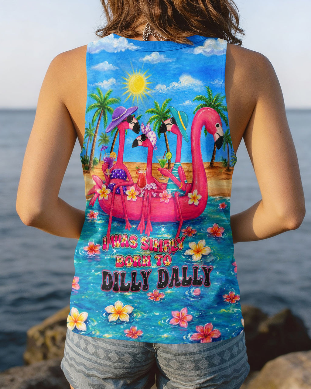 I WAS SIMPLY BORN TO DILLY DALLY FLAMINGO  ALL OVER PRINT - TLHN0805262