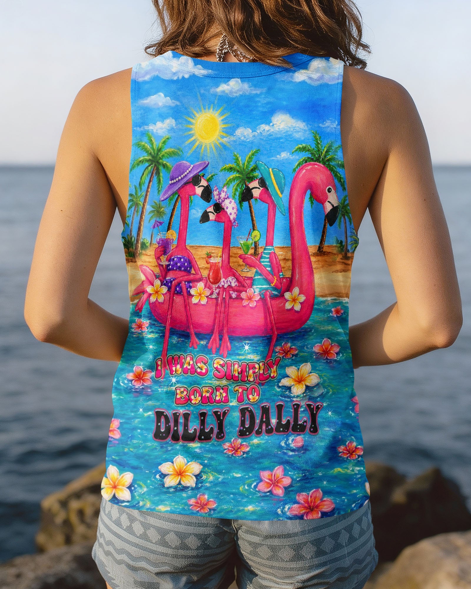 I WAS SIMPLY BORN TO DILLY DALLY FLAMINGO  ALL OVER PRINT - TLHN0805262