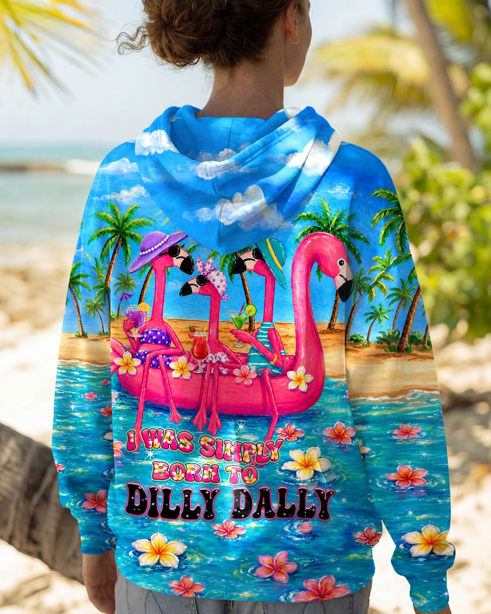 I WAS SIMPLY BORN TO DILLY DALLY FLAMINGO  ALL OVER PRINT - TLHN0805262