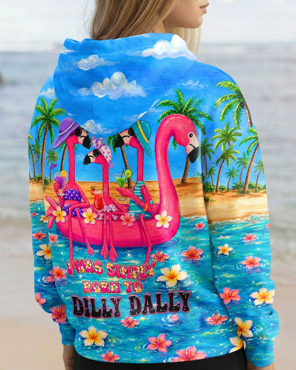 I WAS SIMPLY BORN TO DILLY DALLY FLAMINGO  ALL OVER PRINT - TLHN0805262