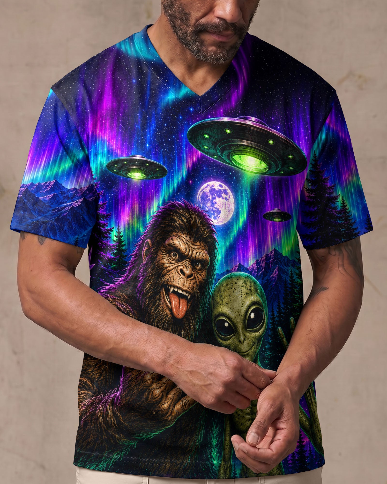 SELFIE BIGFOOT ALIEN AURORA ALL OVER PRINT - TLHN0907263