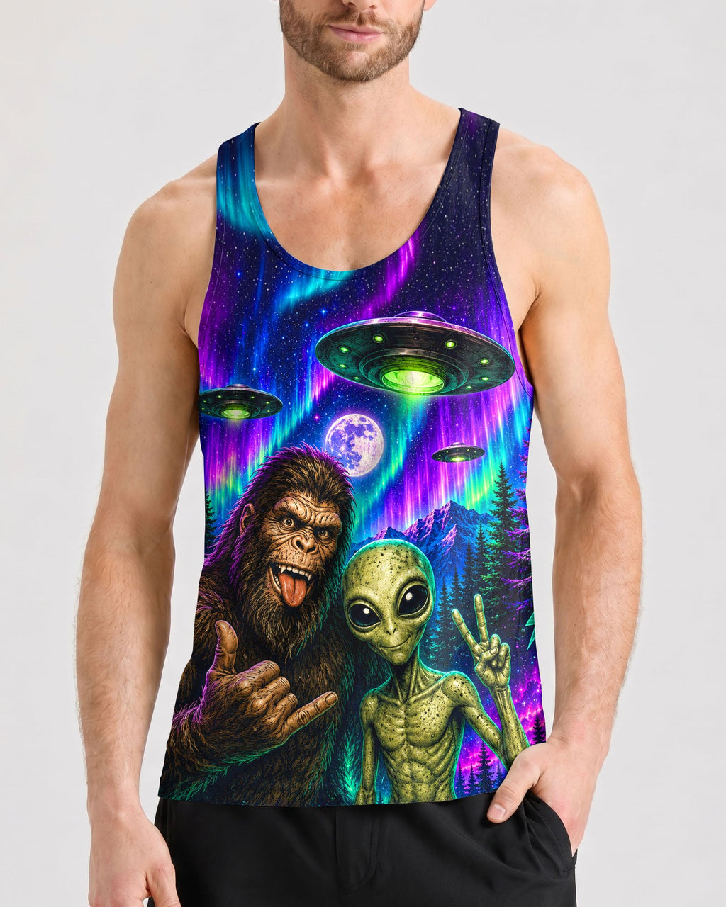 SELFIE BIGFOOT ALIEN AURORA ALL OVER PRINT - TLHN0907263