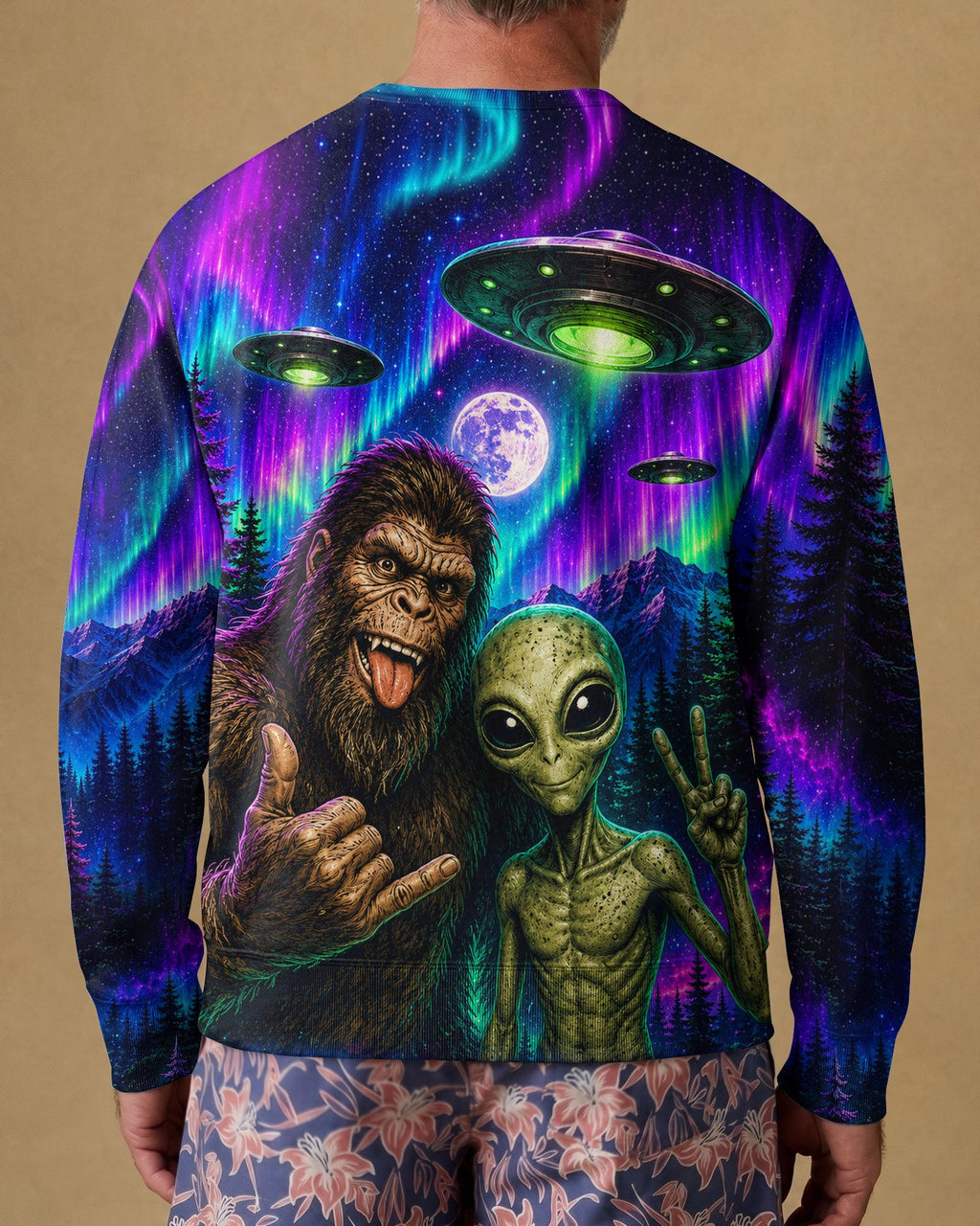 SELFIE BIGFOOT ALIEN AURORA ALL OVER PRINT - TLHN0907263