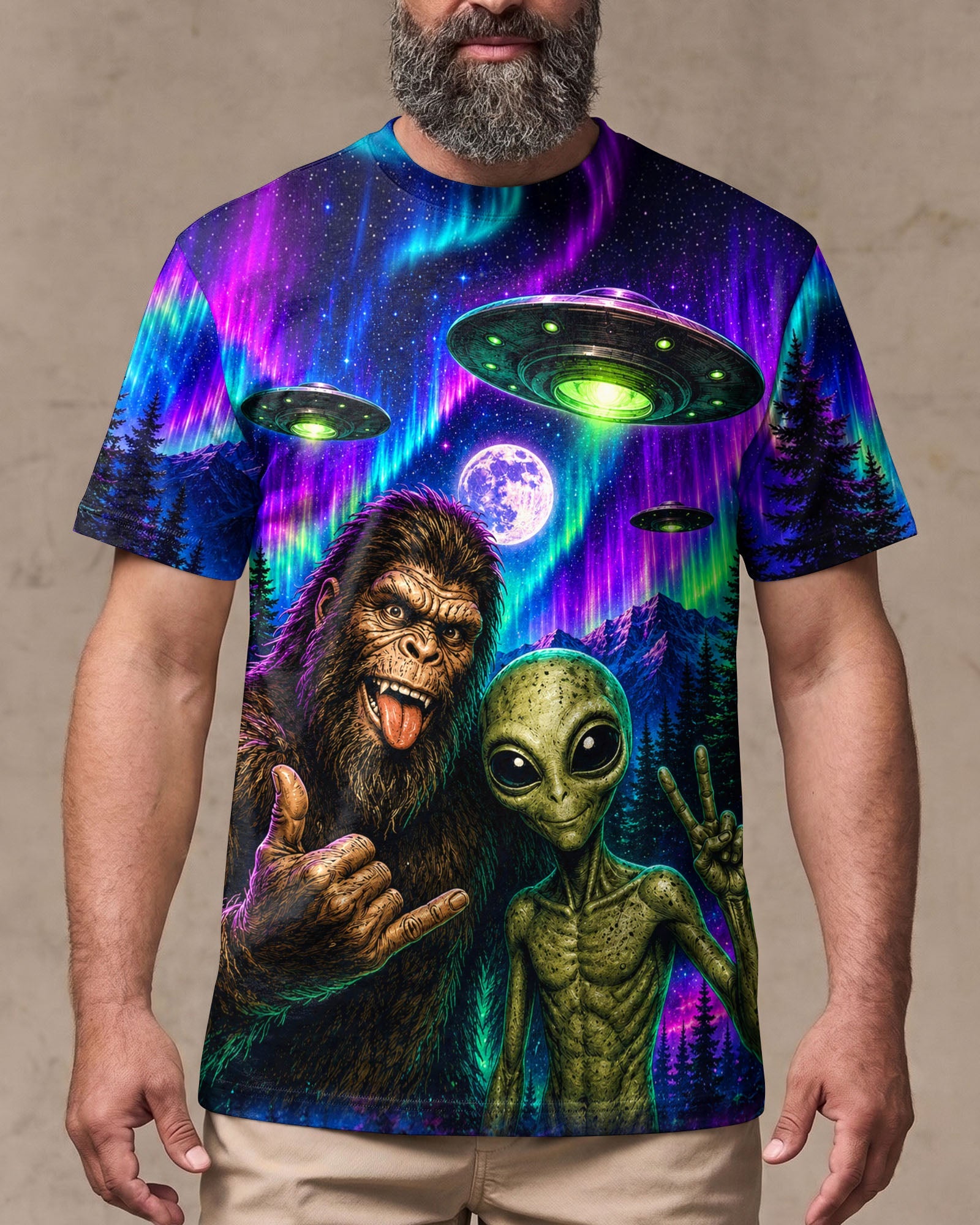 SELFIE BIGFOOT ALIEN AURORA ALL OVER PRINT - TLHN0907263